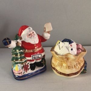 Fitz And Floyd Santa Mailbag Salt & Pepper Shakers